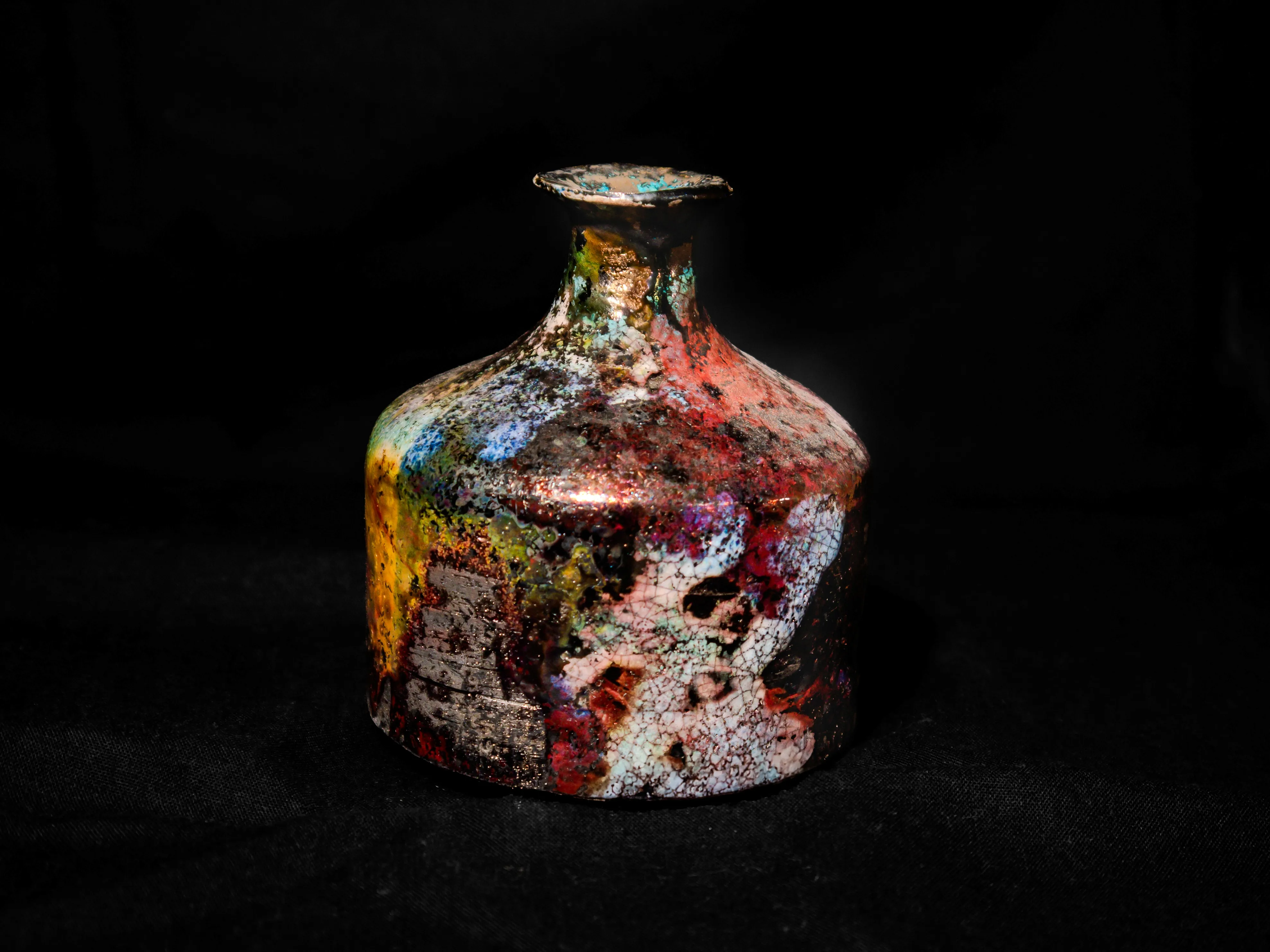 Raku White Bud vase